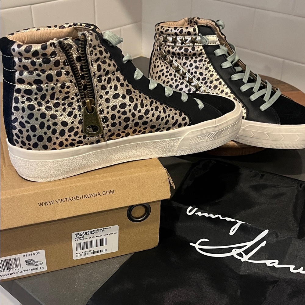 NWT/NWB Vintage Havana Revenge Leopard Print High-Top Sneakers - Picture 8 of 9